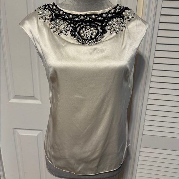 MAGASCHONI Collection Embellished Ivory Tank Blouse size 4 - Picture 1 of 7